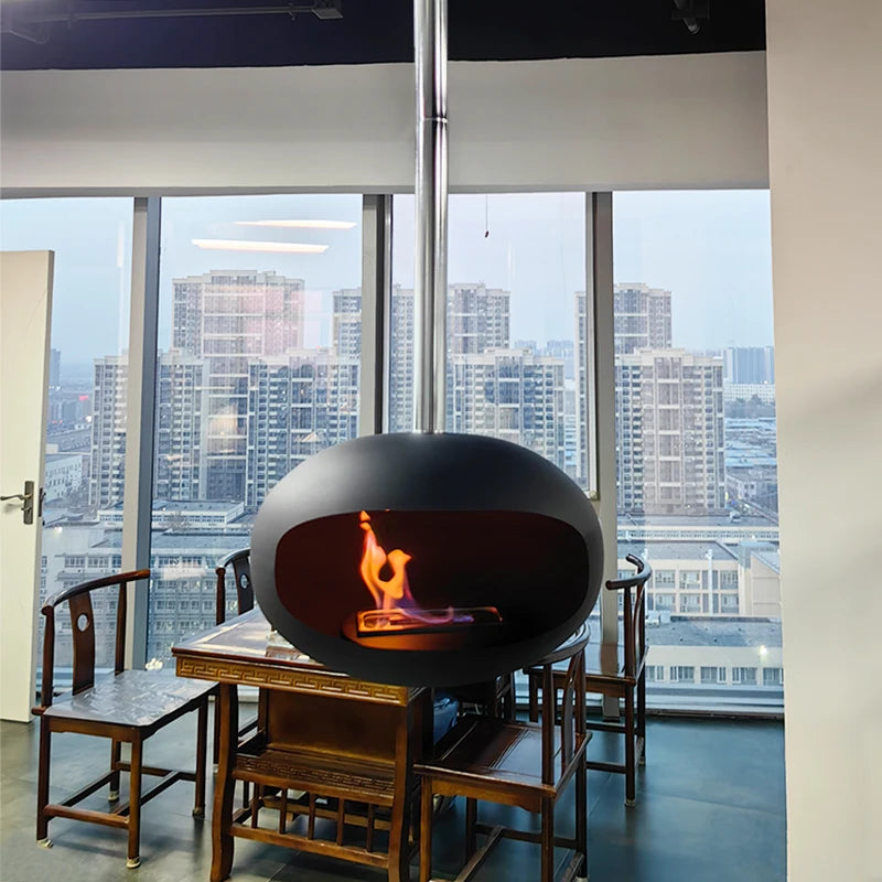 Chimenea suspendida de bioetanol montada en el techo, chimenea flotante colgante con capullo