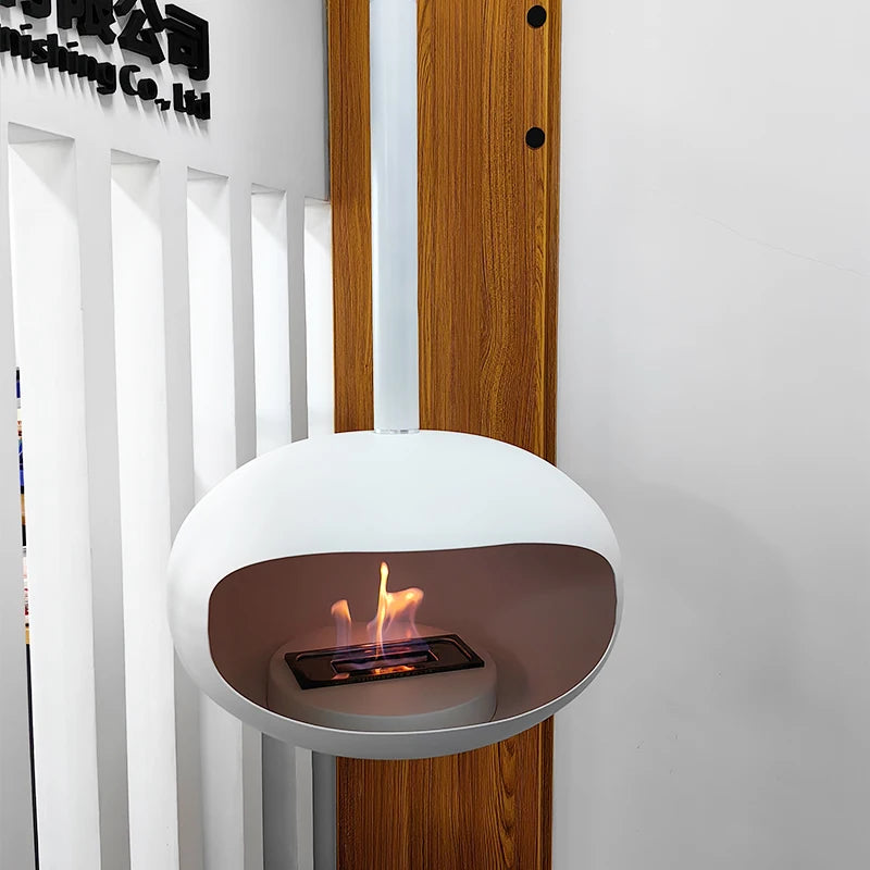 Chimenea suspendida de bioetanol montada en el techo, chimenea flotante colgante con capullo