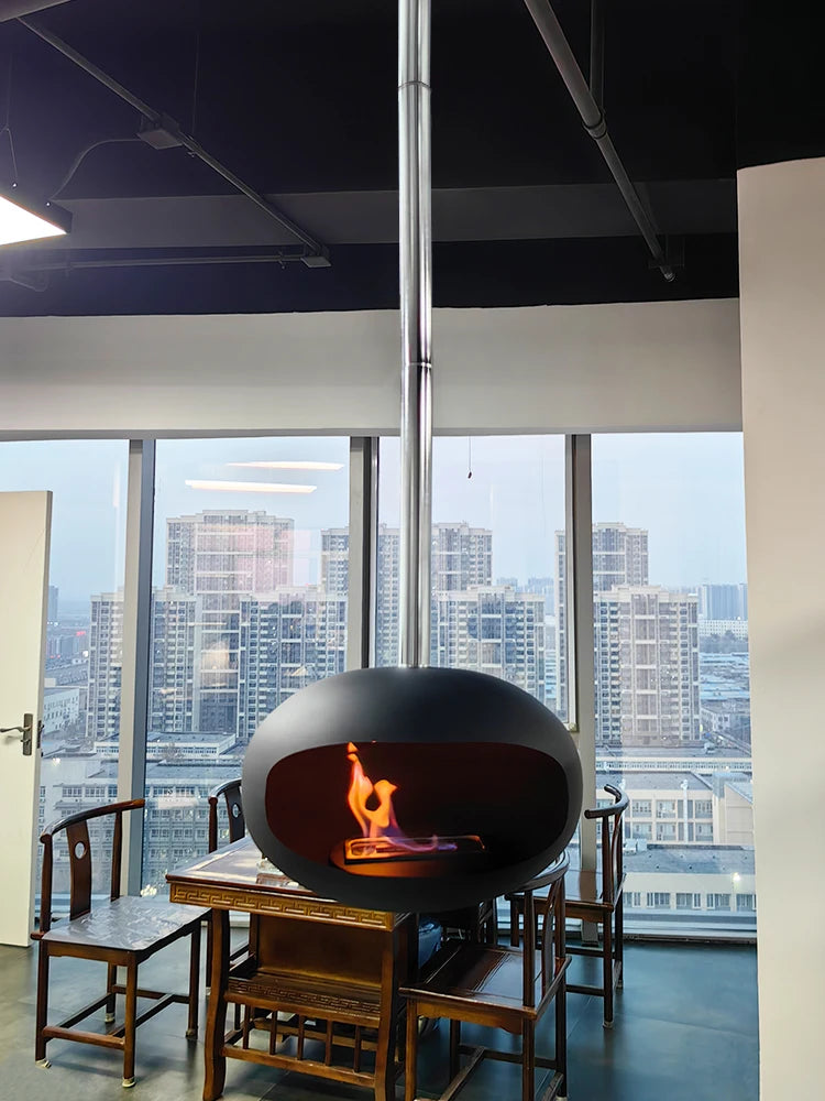 Chimenea suspendida de bioetanol montada en el techo, chimenea flotante colgante con capullo
