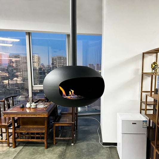 Chimenea suspendida de bioetanol montada en el techo, chimenea flotante colgante con capullo