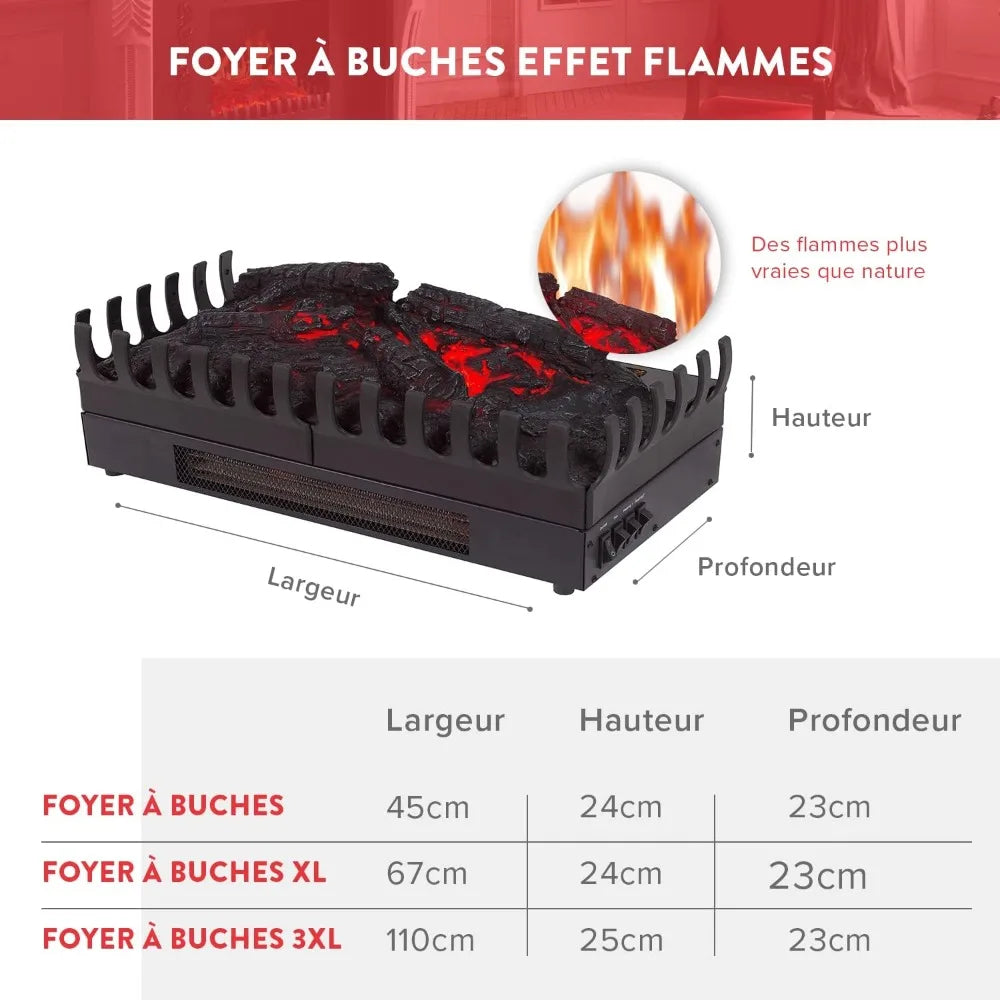 CHEMIN'ARTE Chimenea eléctrica con Efecto Llama Leds, Chimenea Decorativa, con calefacción, bajo Consumo, Inserto de Chimenea, 4