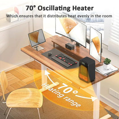 Hot Air Blower Desktop Electric Heater with Thermostat Heating Fan Warm Air Blower for Household Bedroom Office Space Heater