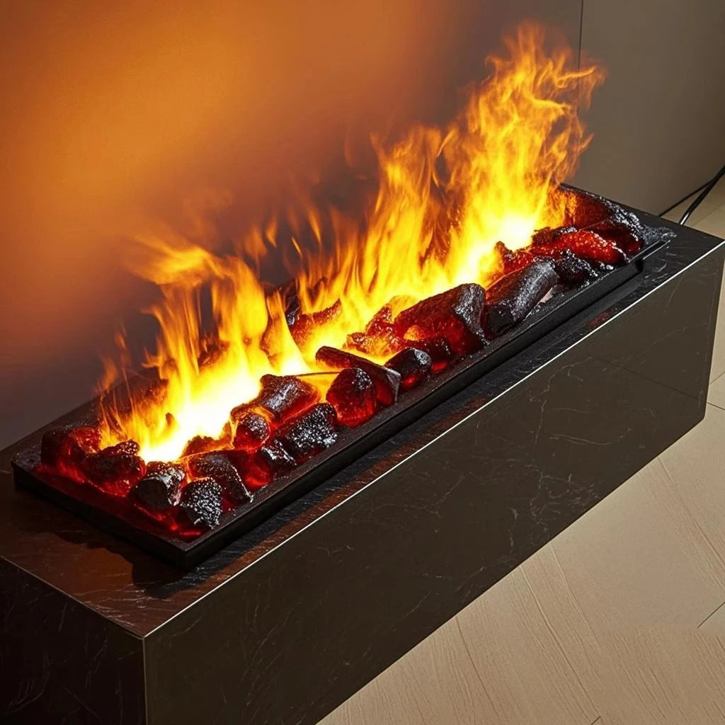 Realistic Simulated Charcoal Logs for Fireplace Decoration TV Stand APP Control Real Wood Sound 3D Water Steam Fireplace