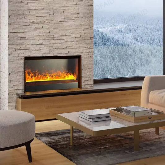 Chimenea de vapor eléctrica, chimenea de llama falsa simulada, llama colorida decorativa para sala de estar, chimenea eléctrica atomizada