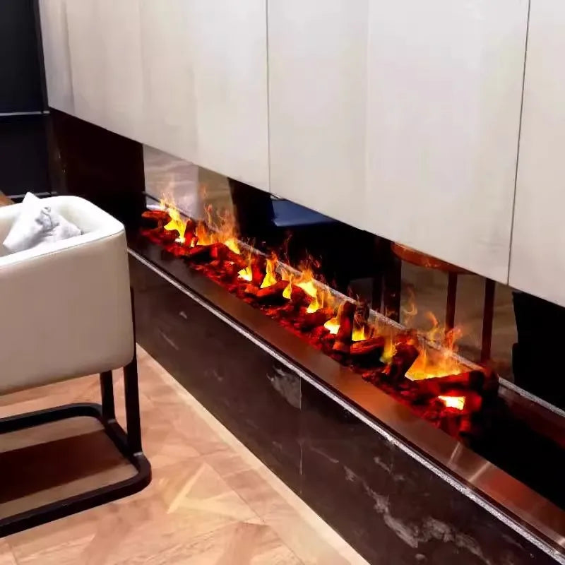 Realistic Simulated Charcoal Logs for Fireplace Decoration TV Stand APP Control Real Wood Sound 3D Water Steam Fireplace