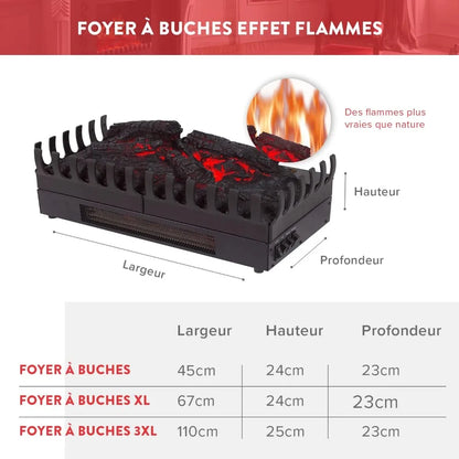 CHEMIN'ARTE Chimenea eléctrica con Efecto Llama Leds, Chimenea Decorativa, con calefacción, bajo Consumo, Inserto de Chimenea, 4